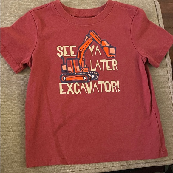 Other - Red Graphic Tee with Excavator Print